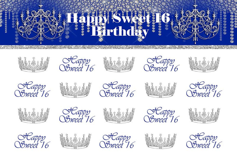 Sweet 16 Photography Backdrop Quinceanera Prom Party Banner Background Sliver Crown Birthday Decoration for Photo Studio