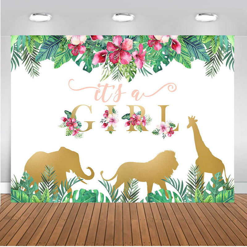 One Wild Photography Backdrop Girls Birthday Banner Background Jungle Safari Baby Shower Decoration for Photo Studio