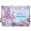 Customize Mermaid Photography Backdrop Girls Birthday Banner Background Baby Shower Decoration for Photo Studio