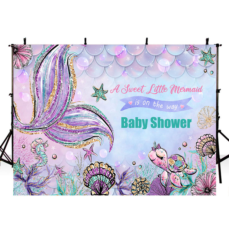 A Little Mermaid Photography Backdrop Girls Birthday Banner Background Ariel Dazzles Baby Shower Decoration for Photo Studio