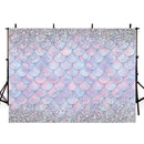 Little Mermaid Photography Backdrop Girls Birthday Banner Background Fish Scale Ariel Dazzles Baby Shower Decoration for Photo Studio