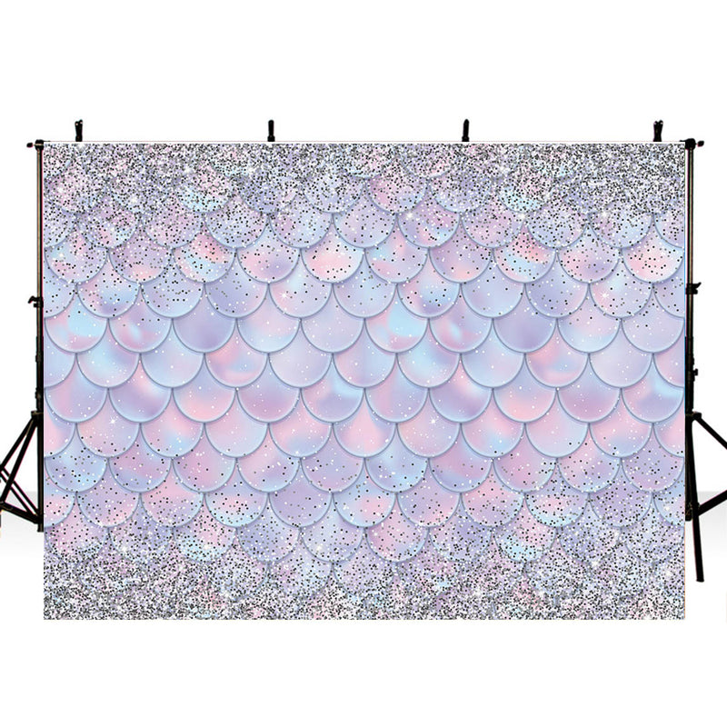 Little Mermaid Photography Backdrop Girls Birthday Banner Background Fish Scale Ariel Dazzles Baby Shower Decoration for Photo Studio