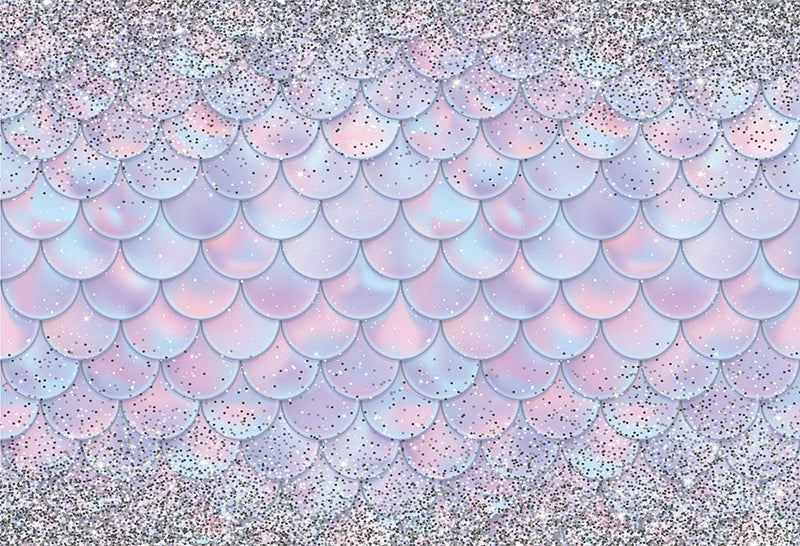 Little Mermaid Photography Backdrop Girls Birthday Banner Background Fish Scale Ariel Dazzles Baby Shower Decoration for Photo Studio
