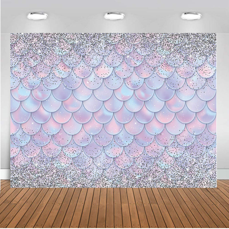 Little Mermaid Photography Backdrop Girls Birthday Banner Background Fish Scale Ariel Dazzles Baby Shower Decoration for Photo Studio