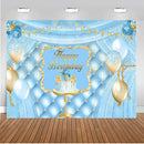 Light Blue Photography Backdrop Happy Birthday Girls Birthday Banner Background Balloons Baby Newborn Decoration for Photo Studio