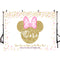 Arrière-plan de souris rose à paillettes dorées, arrière-plan de fête de 1er anniversaire pour séance photo, décoration de fête d'anniversaire personnalisée
