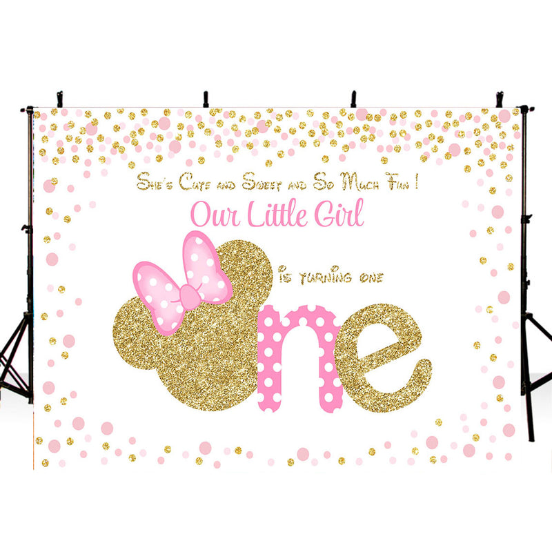 Photography Background Minnie Mouse Backdrop 1st Birthday Pink Girl Heart Shape Birthday Party Decor Backdrop Photo Studio Banner