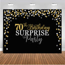 Women 70th Birthday Photography Background Black Golden Backdrop Mens Surprise Birthday Party Decor Backdrop Photo Studio Banner