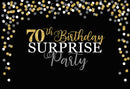 Women 70th Birthday Photography Background Black Golden Backdrop Mens Surprise Birthday Party Decor Backdrop Photo Studio Banner