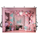Girls Birthday Photography Background Pink Home Decor 3D Backdrop Balloons Party Banner Decor Backdrop Photo Studio