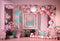 Girls Birthday Photography Background Pink Home Decor 3D Backdrop Balloons Party Banner Decor Backdrop Photo Studio