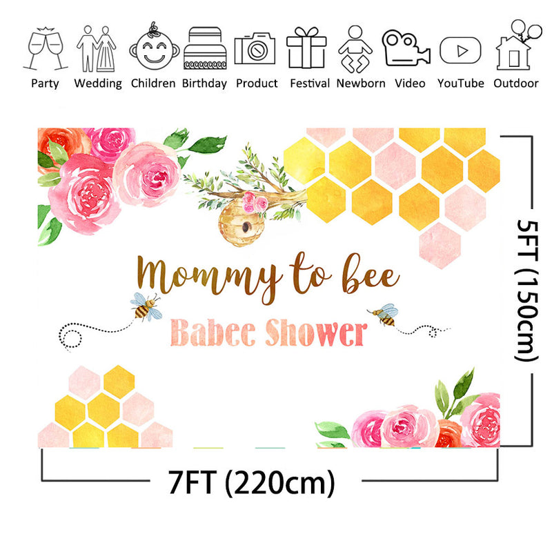 Newborn Mommy to Bee Photo Background for Baby Shower Birthday Party Decoration Babee Shower Backdrop for Photography Studio