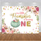 Our Little is Turning One Birthday Photo Background Colorful Flowers Party Decoration Golden Baby Newborn Backdrop for Photography Studio