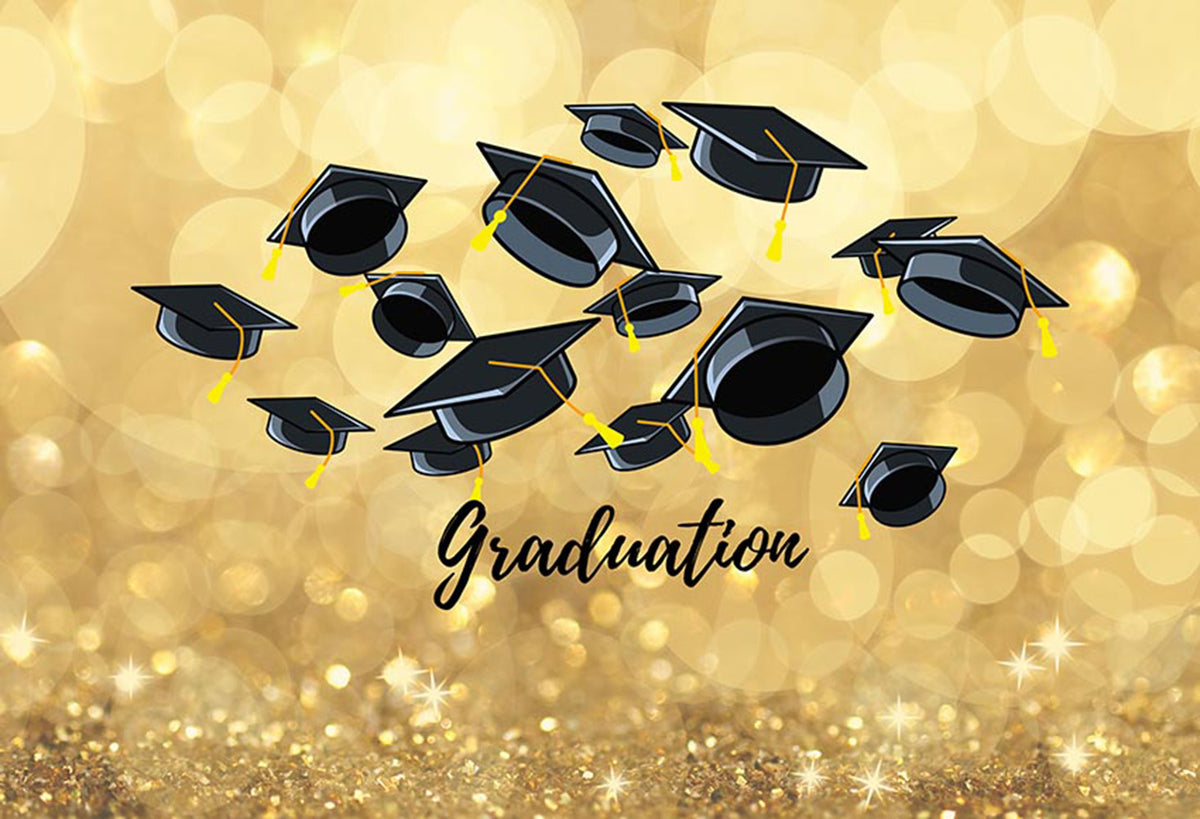 Bachelor Cap background high school photo booth props 2019 graduation banner photo backdrop golden sparkle photo backdrop shine glitter vinyl background elementary graduation photo props for teenage