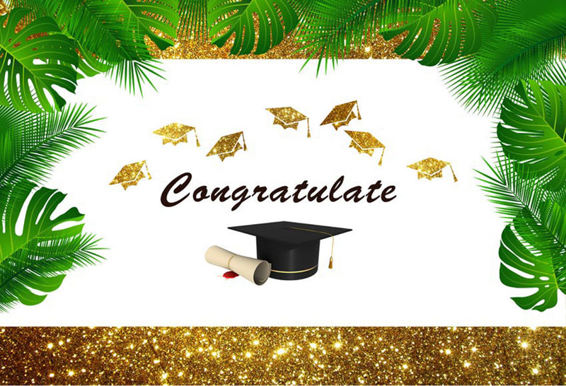 Bachelor Cap background high school photo booth props 2019 graduation banner photo backdrop golden sparkle photo backdrop tropical vinyl background elementary graduation photo props for teenage