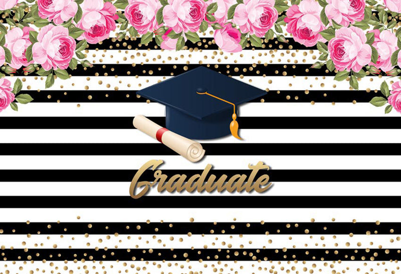 Bachelor Cap background high school photo booth props 2019 graduation banner photo backdrop black white stripes photo backdrop summer tropical vinyl background elementary graduation photo props for teenage