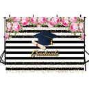 Bachelor Cap background high school photo booth props 2019 graduation banner photo backdrop black white stripes photo backdrop summer tropical vinyl background elementary graduation photo props for teenage