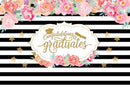 Bachelor Cap background high school photo booth props 2019 graduation banner photo backdrop black white streaks photo backdrop flowers vinyl background elementary graduation photo props for teenage