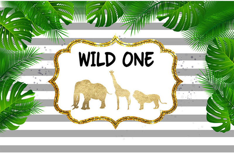 7ft wild one photo backdrop animals golden photo booth props stripes streaks photography background tropical theme vinyl backdrops for picture summer for kids background child party