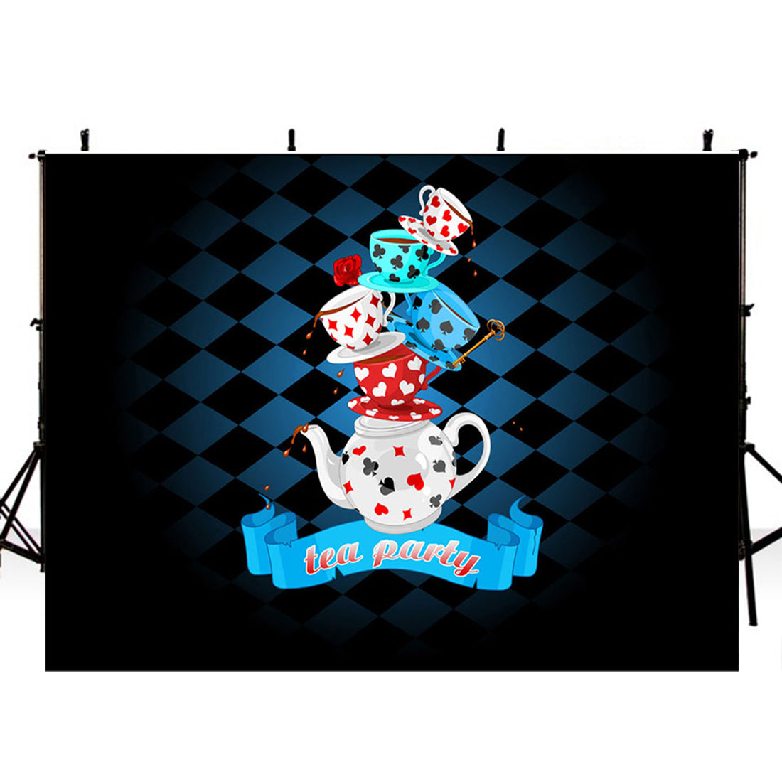 tea party photo backdrop banner cup backdrops for photography flowers photo backgrounds wedding photo booth props tea party for woman backdrop for birthday party