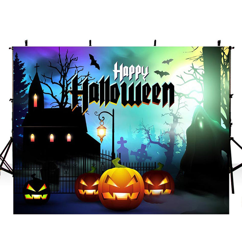 8ft halloween party photo booth backdrop red black banner backdrop for picture Pumpkin Lantern photography background ghost photo props for kids