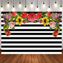 Valentine Party Photography Backdrops Black White Stripes Photo Props Banner Flowers Valentine's Day Background Photo Studio