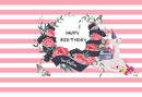 Happy birthday photo backdrops customized 12x10 birthday photo booth props for girls pink strips streaks birthday photo backdrop for kids background for photo happy birthday pink flowers