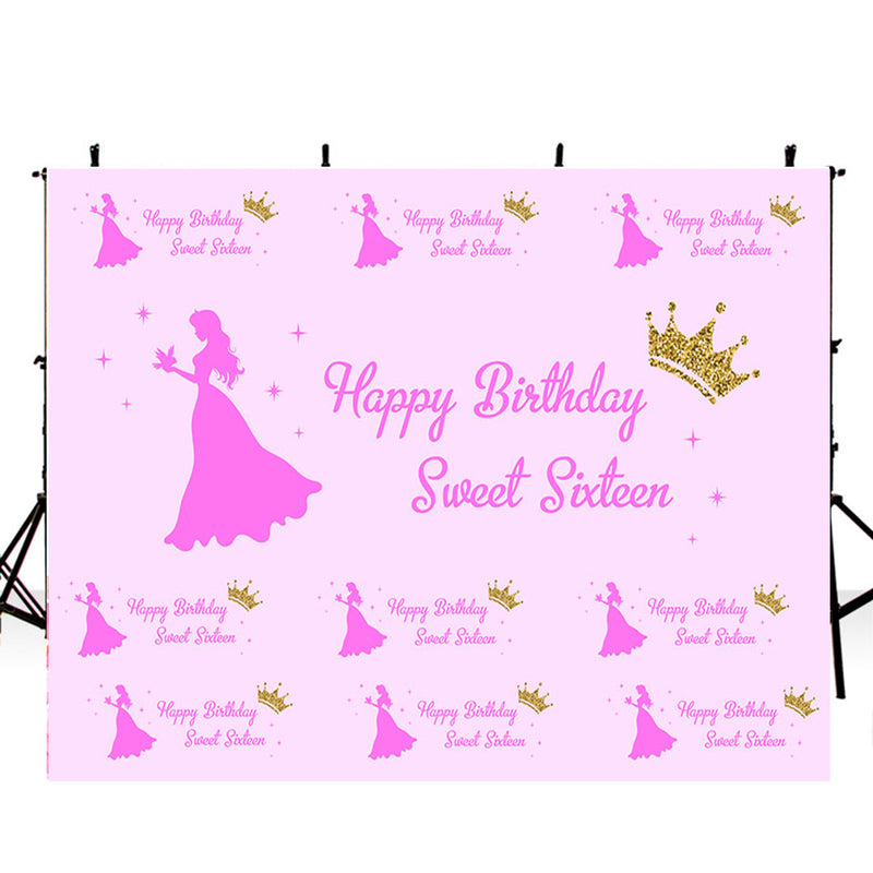 Happy birthday photo backdrops pink sweet 16th birthday photo booth props for girls 16th birthday photo backdrop pink background for photo happy birthday 7x5