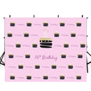 Happy birthday photo backdrops teenage girl birthday photo booth props for girls birthday photo backdrop 16th sweet birthday pink background for photo happy birthday