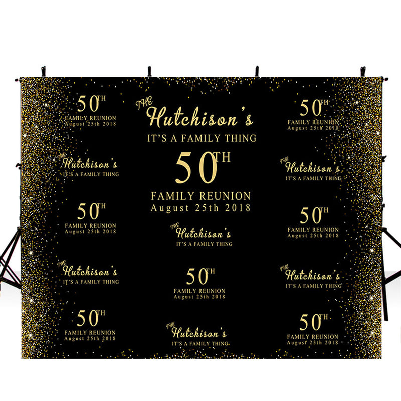 customized Happy birthday photo backdrops 50th birthday photo booth props for woman birthday photo backdrop black and gold background for photo happy birthday 50th