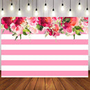 Wedding Party Photography Backdrops Pink White Stripes Photo Props Banner streak Flowers Valentine's Day Background Photo Studio