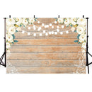 Wedding Party Photography Backdrops Wooden Photo Props Banner Lighting Flowers Valentine's Day Background Photo Studio