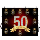 customized Happy birthday photo backdrops 50th birthday photo booth props for woman birthday photo backdrop black and gold background for photo happy birthday 50th