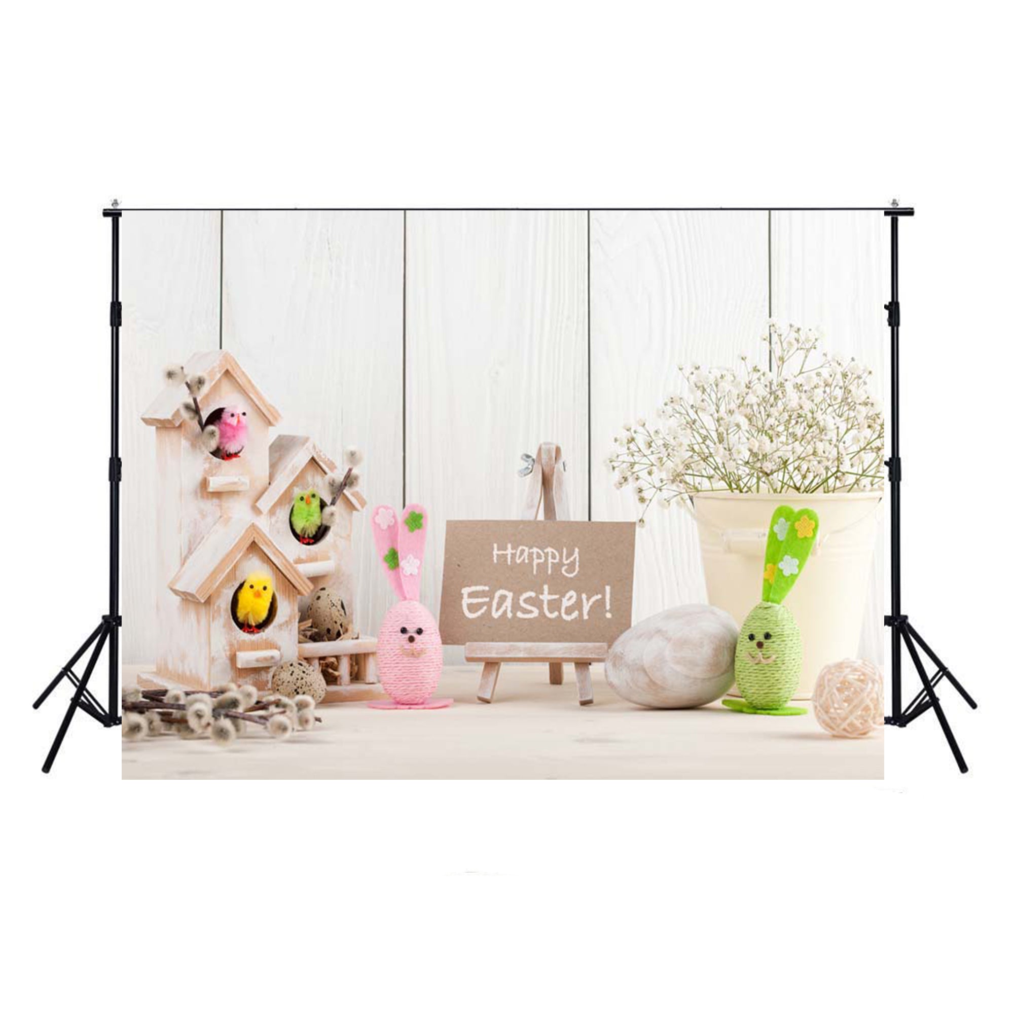 Happy Easter Photography Backdrops White Wood Vinyl Photography For Backdrop Digital Printed Photo Backgrounds For Photo Studio
