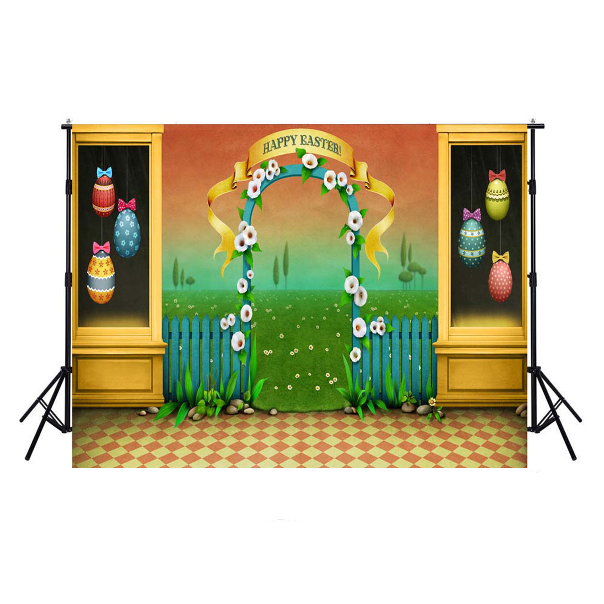 happy easter photo backdrops spring photography vinyl backdrops easter eggs for girls colorful eggs backdrops rabbit sky easter themed photo background 10x8ft easter religious photo booth backdrop easter church photo booth props