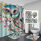 Animal Owl Shower Curtain Waterproof Bath Mat Toilet Lid Cover Flannel Bathroom Carpet 4 Piece Set