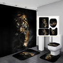 Tiger Shower Curtain Set Home Decor Tiger Animals Waterproof Bath Mat Toilet Lid Cover Flannel Bathroom Carpet 4 Piece Set