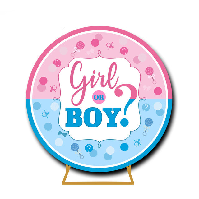 Gender Reveal Round Backdrop Cover Boy Or Girl Baby Shower Circle Photography Background Custom Photo Studio