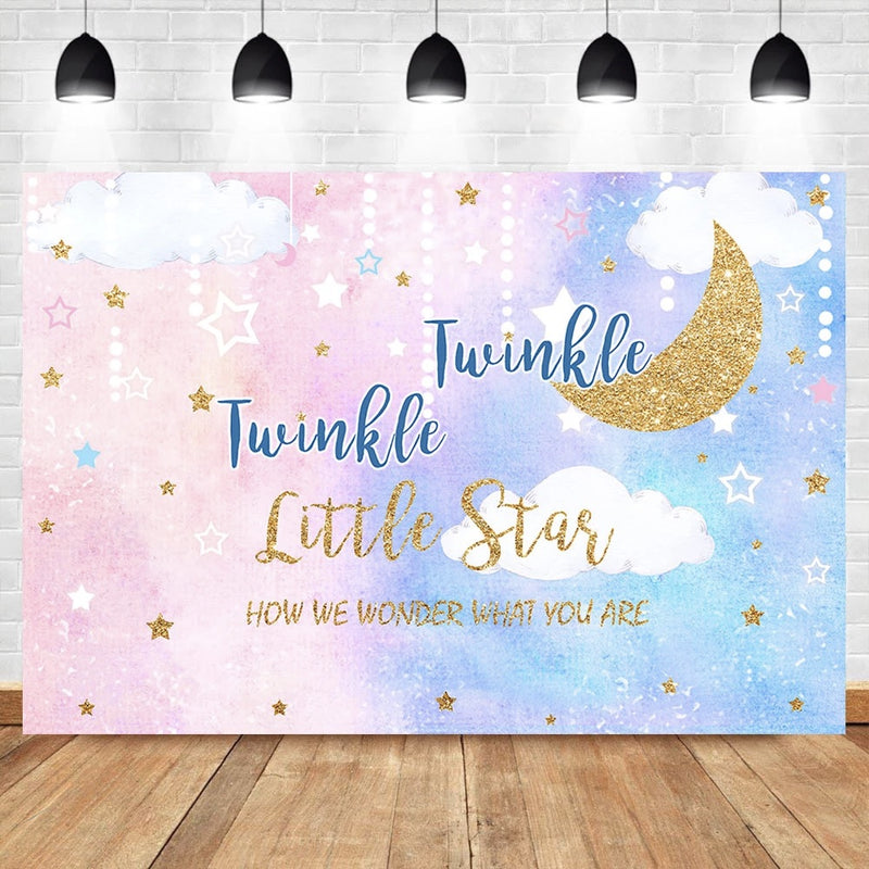 Twinkle Twinkle Little Stars Pink Glitter Banner - Baby Shower, Gender Reveal, Kids Birthday Party Decorations