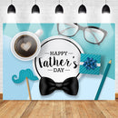 Gift for Father Backdrop Celebration Father's Day Photo Background Photocall Gratitude Dad Coffee Glasses Tie Beard Gentleman