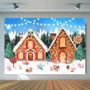 Gingerbread House Backdrop for Photography Newborn Kids Children Portrait Background Sweet Candy Pine Forest Photoshoot Prop