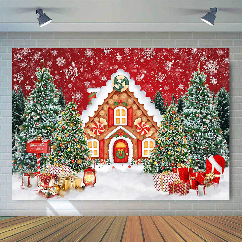Gingerbread house Backdrop for Photography Merry Christmas Winter Snow Scene Portrait Background for Photo Studio Photocall Prop