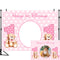 Fondo rosa de feliz primer cumpleaños para niña, Fondo de fotografía para Baby Shower, póster personalizado, decoraciones para mesa de postre, accesorios