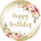 Personalizar puntos brillantes Floral redondo fondo de feliz cumpleaños niños adultos fiesta de cumpleaños círculo pastel decoración de fondo de mesa 