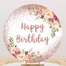 Décor de fond de Table à gâteau rond à paillettes, personnalisé, joyeux anniversaire, pour enfants et adultes, fête d'anniversaire 