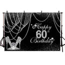 Glitter Sliver 60th birthday party decoration backdrop for photography happy birthday background for photo studio photocall prop