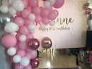 Décoration personnalisée de fête d'anniversaire de champagne d'argent rose noir de paillettes pour le fond de photographie pour l'image de fond de douche nuptiale de mariage d'image