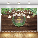 Arrière-plan de photographie de première Communion en bois rustique, arrière-plan de photographie de baptême, de bénédiction de Dieu, de bannière de fête prénatale