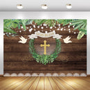 God Bless Baptism Backdrop Rustic Wood First Holy Communion Photography Background Baby Shower Party Banner Backdrops