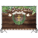 God Bless Baptism Backdrop Rustic Wood First Holy Communion Photography Background Baby Shower Party Banner Backdrops
